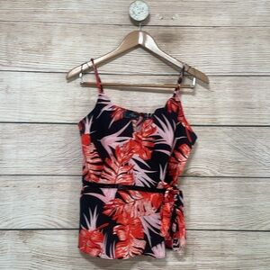Medium Milk & Honey Red and Black Floral Palm Leaf Shirt